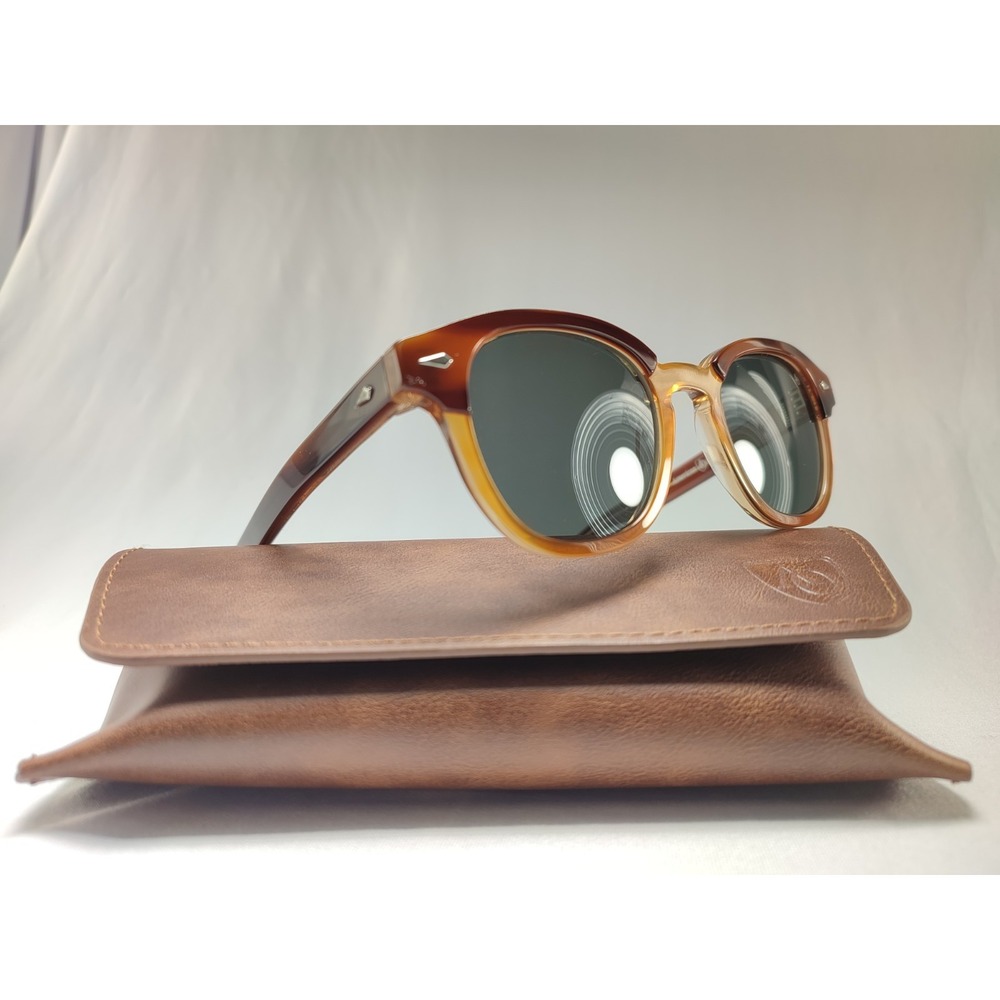American Optical Times Chestnut Sand 47-21-145 Round Acetate Sunglasses USA